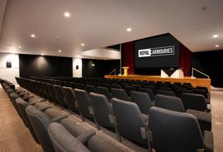 Bury Theatre auditorium at Leeds Royal Armouries - set up for a conference presentation